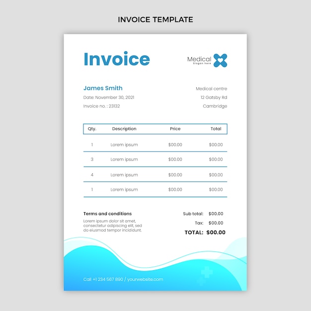 Gradient medical invoice template