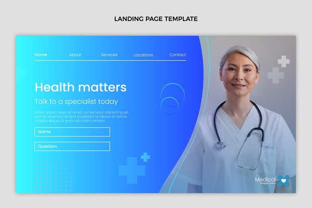 Free Vector gradient medical landing page template