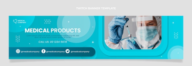 Free Vector gradient medical twitch banner