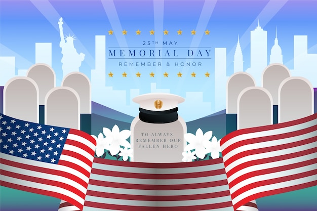 Free vector gradient memorial day background