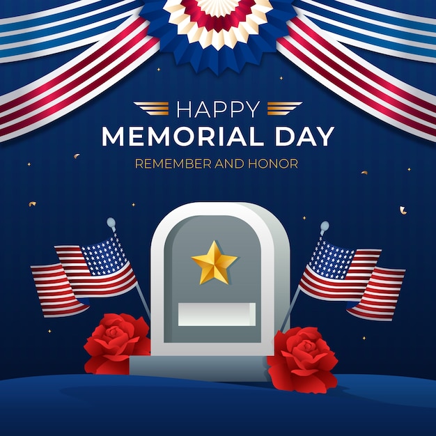 Free vector gradient memorial day usa illustration