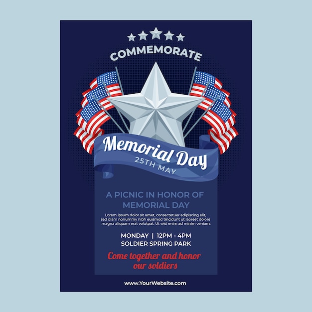 Free Vector gradient memorial day vertical poster template