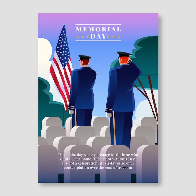 Gradient memorial day vertical poster template