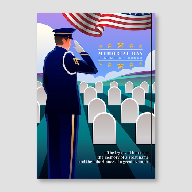 Free Vector gradient memorial day vertical poster template