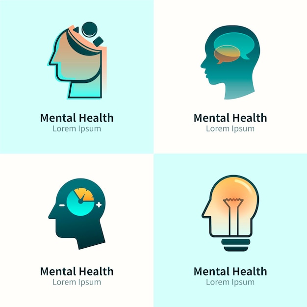 Gradient mental health logos pack