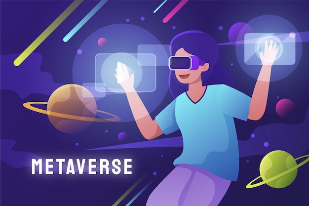 Free vector gradient metaverse background