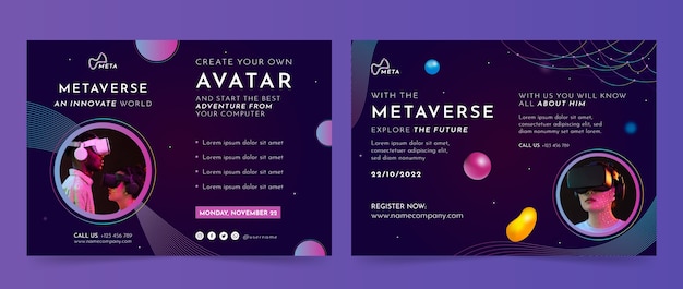 Gradient metaverse concept brochure