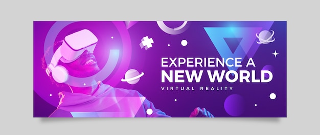 Gradient metaverse concept facebook cover