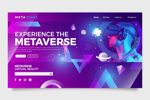 Gradient metaverse concept landing page