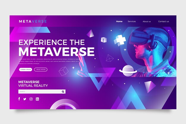 Gradient metaverse concept landing page