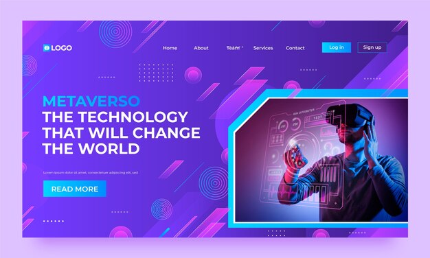 Gradient metaverse concept landing page