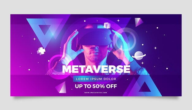 Gradient metaverse concept sale banner