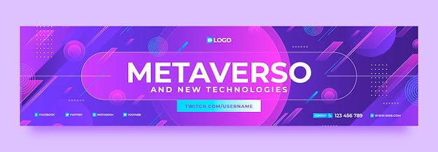 Gradient metaverse concept twitch banner