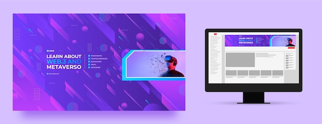 Gradient metaverse concept youtube channel art