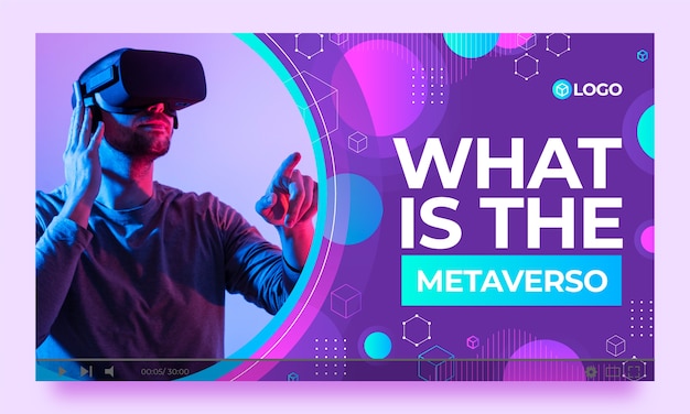 Gradient metaverse concept youtube thumbnail template