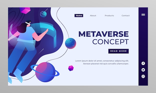 Free Vector gradient metaverse landing page