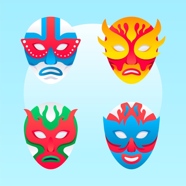 Free Vector gradient mexican wrestler element collection