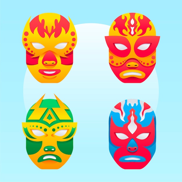 Free Vector gradient mexican wrestler element collection