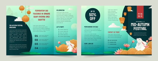 Gradient mid-autumn festival brochure template