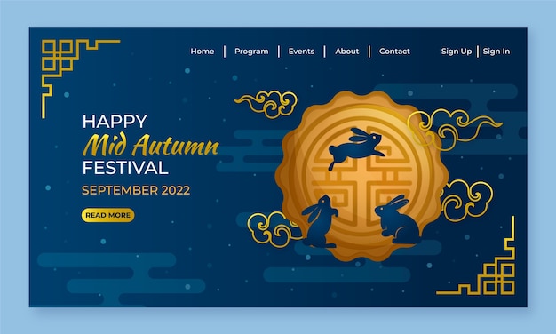 Gradient mid-autumn festival landing page template