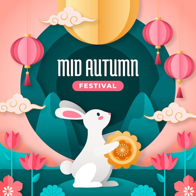 Gradient mid-autumn illustration