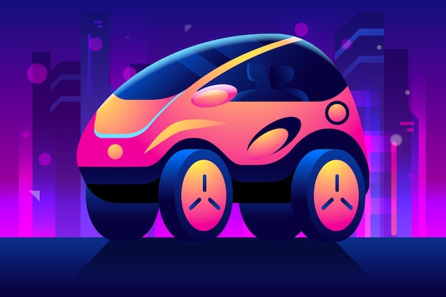 Gradient mini car illustration