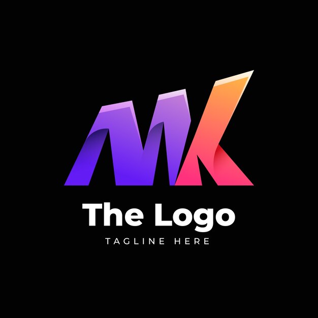 Gradient mk or km logo template