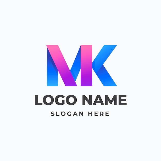 Gradient mk or km logo template