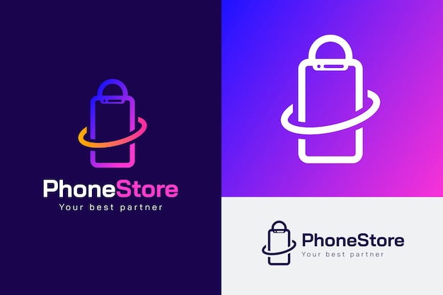 Gradient mobile store logo design