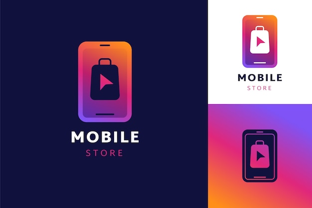 Gradient mobile store logo template