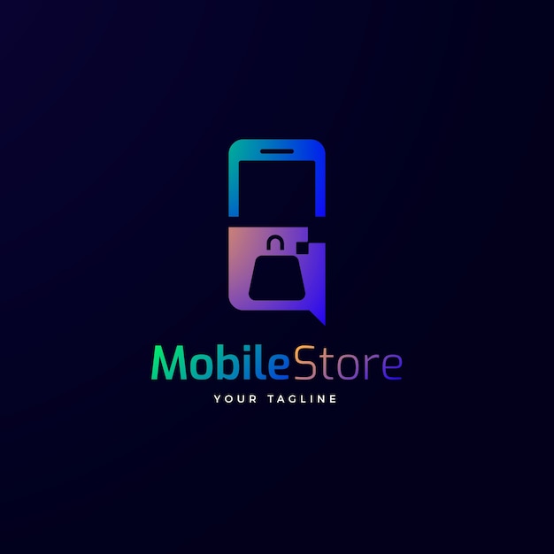 Gradient mobile store logo template