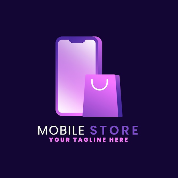 Gradient mobile store logo template