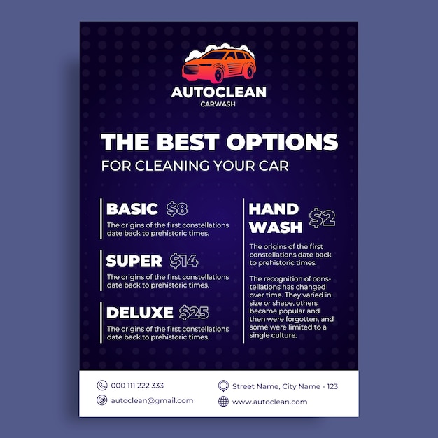 Gradient modern auto clean carwash flyer template