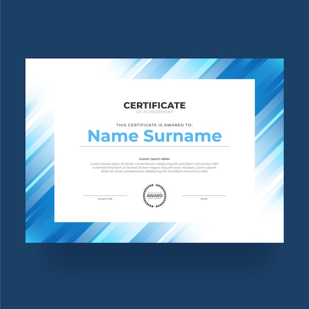 Gradient modern certificate of achievement