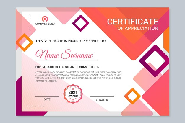 Gradient modern certificate template