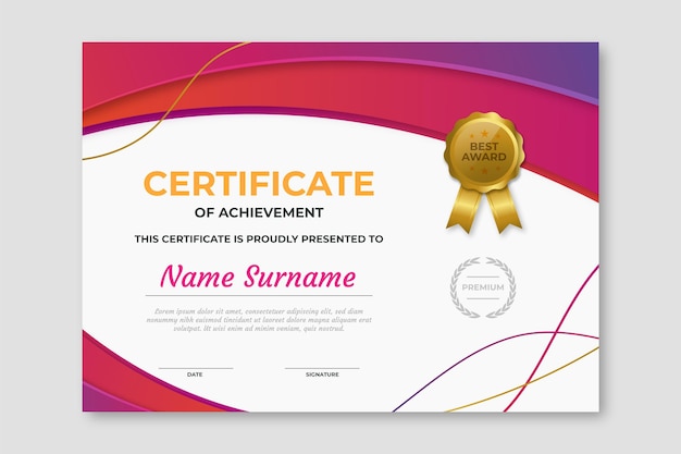 Gradient modern certificate template