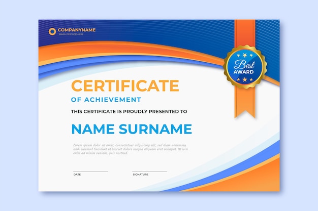 Gradient modern certificate template