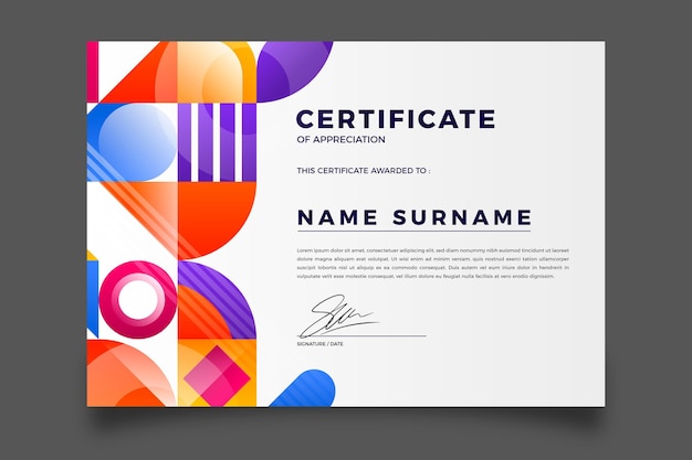 Gradient modern certificate template