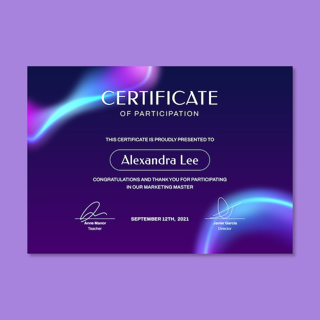 Gradient modern certificate template