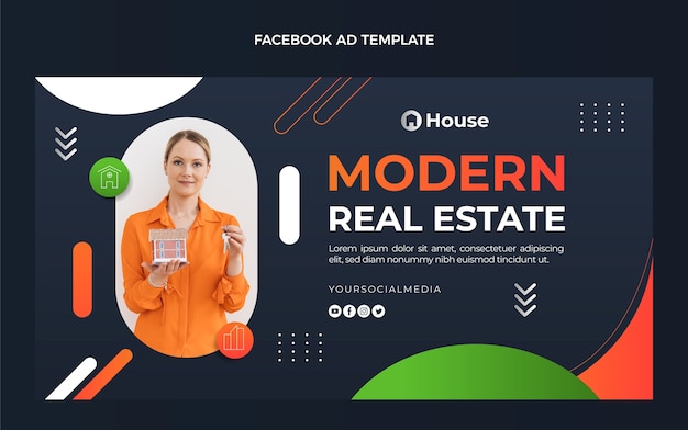 Gradient modern real estate facebook template