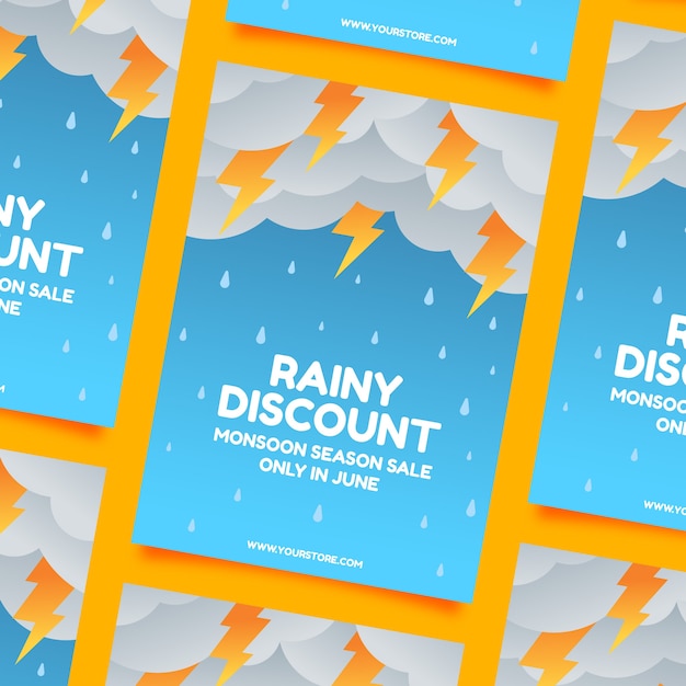 Free Vector gradient monsoon season poster pattern