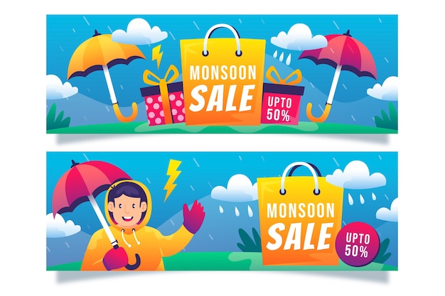 Gradient monsoon season sale banners