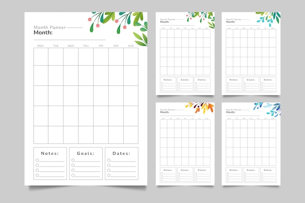 Gradient monthly planner calendar