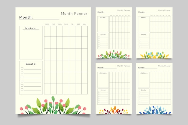 Free vector gradient monthly planner calendar