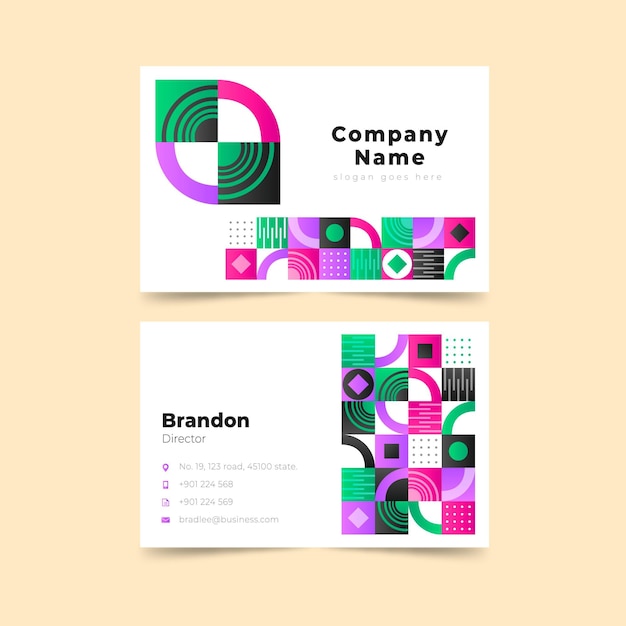 Free Vector gradient mosaic horizontal business card template