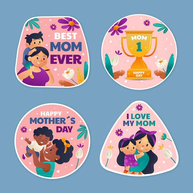 Free Vector gradient mother's day labels collection