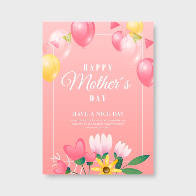 Gradient mothers day greeting card template