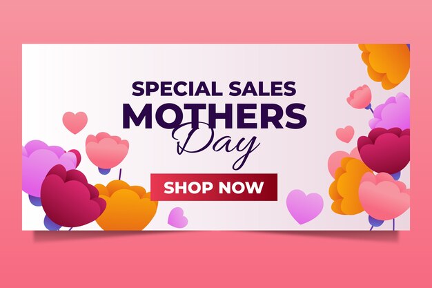 Free vector gradient mothers day sale horizontal banner template