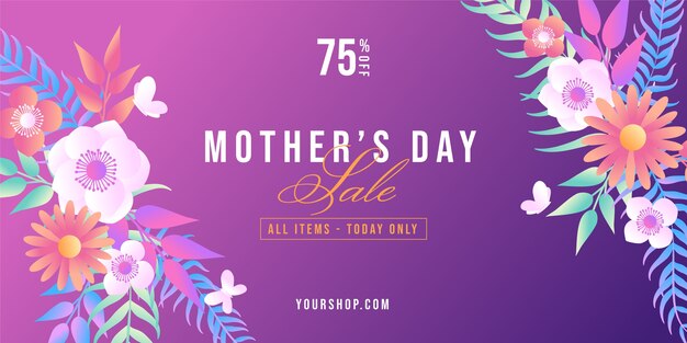 Gradient mothers day sale horizontal banner template