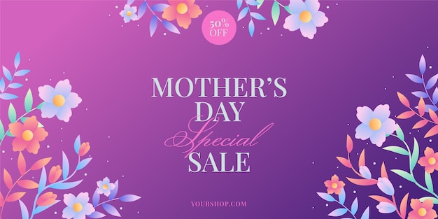 Gradient mothers day sale horizontal banner template